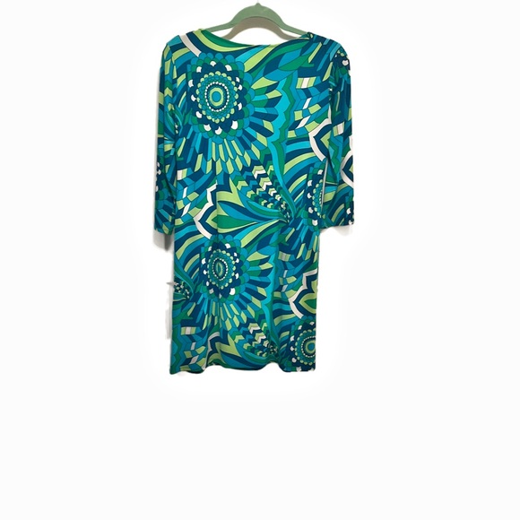 London Times Green and Blue Midi Dress - Picture 3 of 4